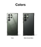 Galaxy S23 Ultra Case | Fusion Bumper - Two Galaxy S23 Ultra phones in Clear and Matte Smoke Black bumper cases.