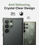 Galaxy S23 Ultra Case | Fusion Bumper - Comparison of a clear, pristine phone case versus a yellowed, scratched one.
