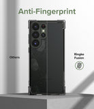 Galaxy S23 Ultra Case | Fusion Bumper - Comparison showing a fingerprint-covered phone case versus a clean Ringke Fusion case.