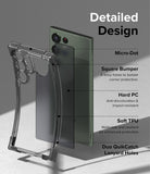 Galaxy S23 Ultra Case | Fusion Bumper - Exploded view of a phone case highlighting bumper, PC, TPU, and lanyard features.