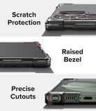 Galaxy S23 Ultra Case | Fusion Bumper - Three close-up views highlighting scratch protection, raised bezels, and precise cutouts.
