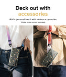 Galaxy S23 Ultra Case | Fusion Design - Two people wearing floral phone cases on colorful neck and wrist straps.