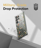 Galaxy S23 Ultra Case | Fusion Design - Clear phone case with floral pattern and military-grade drop protection badge.