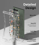 Galaxy S23 Ultra Case | Fusion Design - Exploded view of a floral phone case highlighting TPU, PC, and lanyard features.
