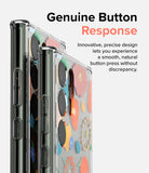 Galaxy S23 Ultra Case | Fusion Design - Two clear floral-patterned phone cases showing side buttons and camera lenses.