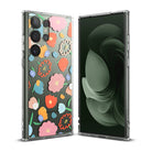 Galaxy S23 Ultra Case | Fusion Design - Clear phone case with colorful floral pattern on back and green screen view.