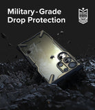 Galaxy S23 Ultra Case | Fusion-X - Phone case on dark, rocky ground with debris flying, highlighting military-grade drop protection.