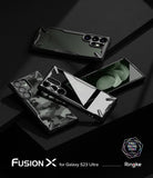 Galaxy S23 Ultra Case | Fusion-X - Three black Fusion-X phone cases for Galaxy S23 Ultra displayed on a dark surface.