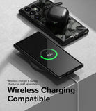 Galaxy S23 Ultra Case | Fusion-X - Phone and earbuds case on a wireless charger showing 70% battery charge.