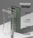 Galaxy S23 Ultra Case | Fusion - Exploded view of a clear phone case highlighting micro-dot, hard PC, and soft TPU features.