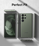 Galaxy S23 Ultra Case | Fusion - Clear protective case shown on a green Galaxy S23 Ultra from multiple angles.