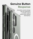 Galaxy S23 Ultra Case | Fusion Magnetic Matte - Close-up of phone side buttons on a clear protective case.