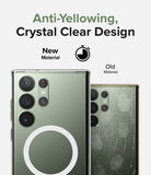 Galaxy S23 Ultra Case | Fusion Magnetic Matte - Comparison showing a clear, scratch-free new case versus a yellowed, scratched old case.