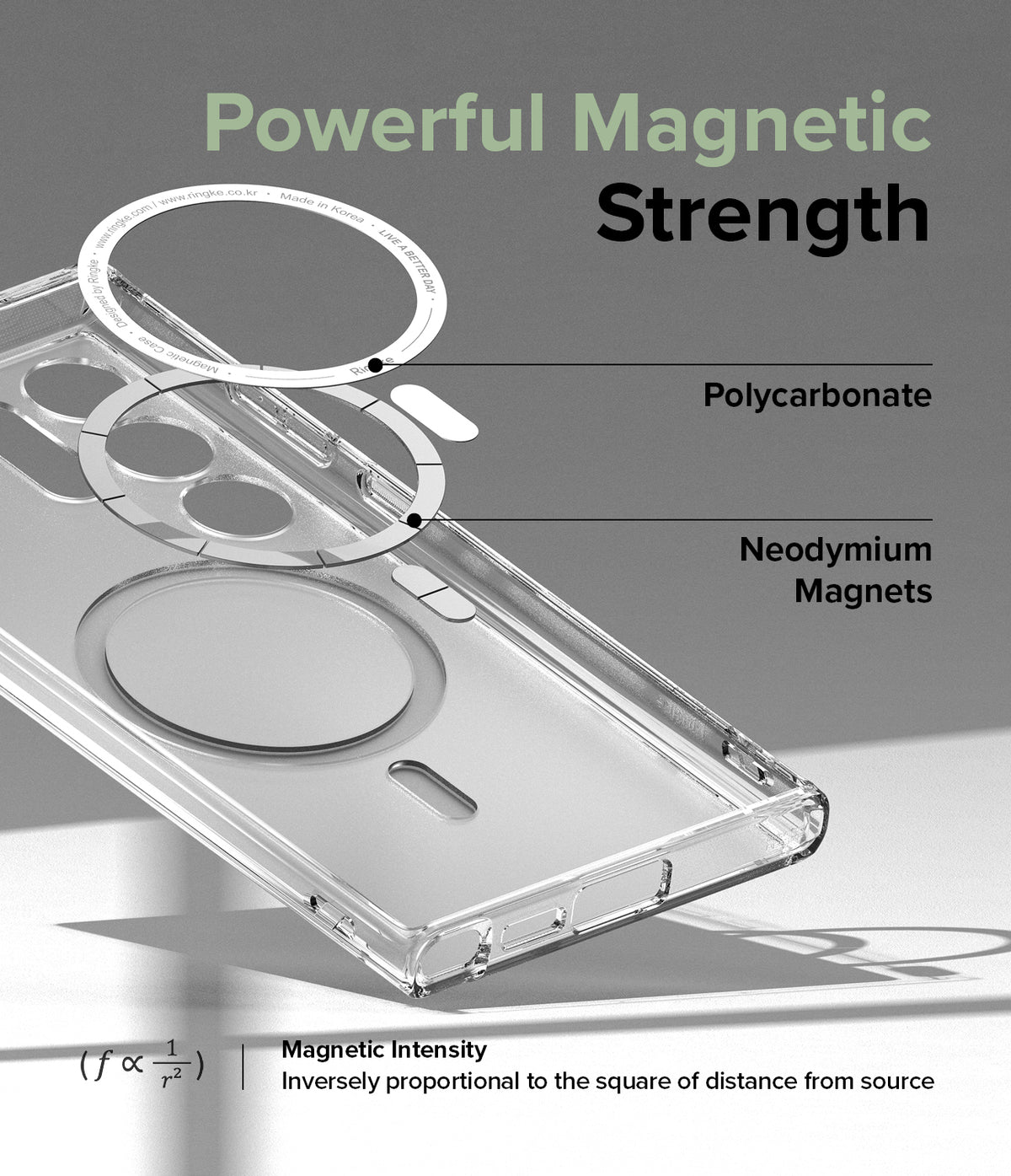 Galaxy S23 Ultra Case | Fusion Magnetic Matte - Exploded view showing polycarbonate and magnet layers of the case.