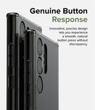 Galaxy S23 Ultra Case | Fusion - Close-up of two Galaxy S23 Ultra phones in clear cases highlighting precise side button design.