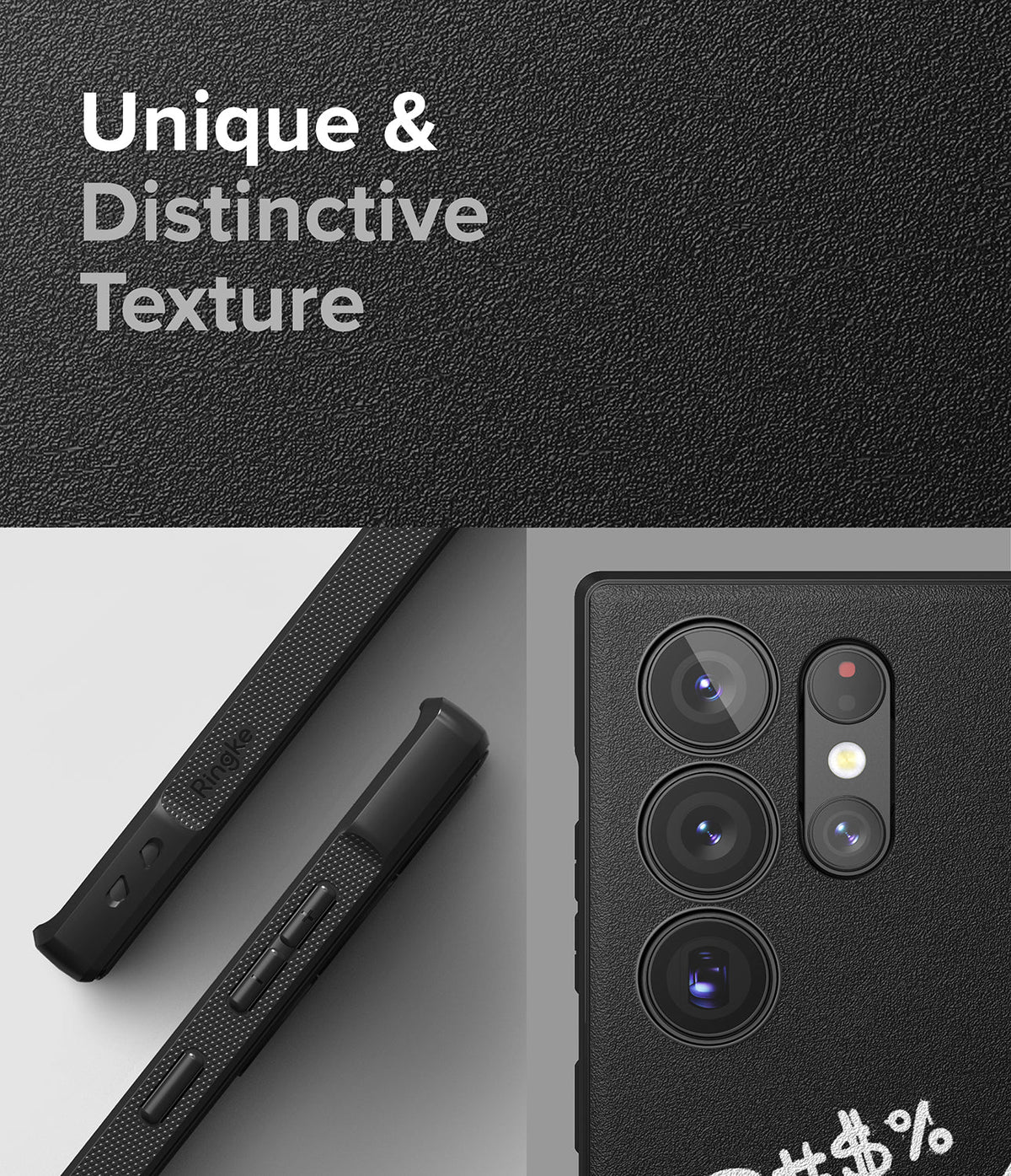 Galaxy S23 Ultra Case | Onyx Design - Black phone case with a textured, matte finish and detailed camera lens cutouts.