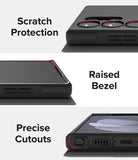 Galaxy S23 Ultra Case | Onyx Design - Close-ups showing camera protection, raised screen bezels, and precise port cutouts.