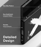 Galaxy S23 Ultra Case | Onyx Design - Close-up of phone case features including non-slip texture, lanyard holes, and flexible material.