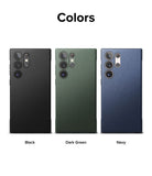 Galaxy S23 Ultra Case | Onyx - Three Galaxy S23 Ultra phones in black, dark green, and navy cases displayed side-by-side.