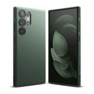 Galaxy S23 Ultra Case | Onyx - Textured dark green phone case shown from back and front angles on a white background.