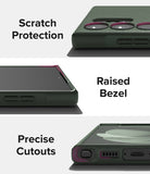 Galaxy S23 Ultra Case | Onyx - Three close-up views showing scratch protection, raised bezels, and precise port cutouts.