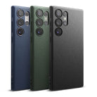 Galaxy S23 Ultra Case | Onyx - Three textured phone cases in navy, olive green, and black standing side-by-side.