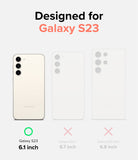 Galaxy S23 Case | Fusion Design - Comparison chart showing Galaxy S23 is compatible while S23+ and S23 Ultra are not.