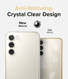Galaxy S23 Case | Fusion - Comparison of a clear, pristine phone case versus an old, yellowed, and scratched case.