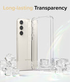 Galaxy S23 Case | Fusion - A clear phone case standing next to a white Samsung Galaxy S23 surrounded by ice cubes.