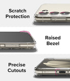Galaxy S23 Case | Fusion - Close-ups of a clear phone case highlighting camera scratch protection, raised screen bezels, and port cutouts.