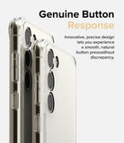 Galaxy S23 Case | Fusion - Side view of two clear phone cases highlighting precise button cutouts and camera lenses.