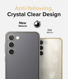 Galaxy S23 Case | Fusion - Comparison of a clear, clean phone case versus an old, yellowed, and scratched case.