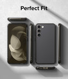 Galaxy S23 Case | Fusion - Multiple views of a Galaxy S23 in a clear protective case on a textured gray background.