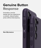 Galaxy S23 Case | Onyx - Close-up of a dark purple phone case highlighting tactile buttons and a textured, non-slip side grip.
