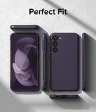 Galaxy S23 Case | Onyx - Multiple views of a dark purple phone case showing front, back, and side profiles on a textured surface.