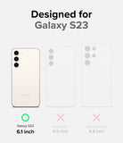 Galaxy S23 Case | Onyx - Size comparison chart showing Galaxy S23 (6.1") as compatible, while S23+ and S23 Ultra are not.