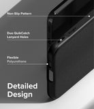 Galaxy S23 Plus Case | Onyx - Close-up of black phone case highlighting non-slip texture, lanyard holes, and flexible material.