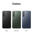 Galaxy S23 Plus Case | Onyx - Three textured phone cases in black, dark green, and navy arranged side-by-side.