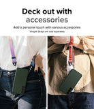 Galaxy S23 Plus Case | Onyx - Two people wearing dark green phone cases on colorful neck straps against their clothing.