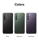 Galaxy S23 Plus Case | Onyx - Three textured phone cases in black, dark green, and deep purple displayed side-by-side.