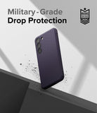 Galaxy S23 Plus Case | Onyx - Dark purple textured phone case with military-grade drop protection badge on white background.