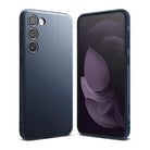 Galaxy S23 Plus Case | Onyx - Navy blue phone case with textured back and front screen view showing a dark abstract wallpaper.