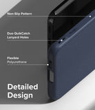 Galaxy S23 Plus Case | Onyx - Close-up of a navy phone case highlighting non-slip texture, lanyard holes, and flexible material.