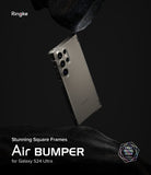 Galaxy S24 Ultra Case | Air Bumper - A transparent Galaxy S24 Ultra case suspended between dark rocks against a black background.