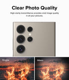 Galaxy S24 Ultra Lens Protector | Camera Lens Frame Glass - Galaxy S24 Ultra Lens Protector - Comparison showing clear photo quality with Ringke lens protector versus a dim image.