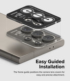 Galaxy S24 Ultra Lens Protector | Camera Lens Frame Glass - Galaxy S24 Ultra Lens Protector - Installation guide aligning tempered glass covers onto smartphone camera lenses.