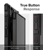 Galaxy S24 Ultra Case | Fusion-X - Close-up of phone case buttons highlighting tactile design and distinct volume controls.