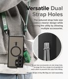 Galaxy S24 Ultra Case | Fusion Bold Magnetic Matte - Phone case with dual strap holes and accessories attached.