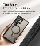 Galaxy S24 Ultra Case | Fusion Bold Magnetic Matte - Hand holding a matte phone case with a magnetic ring and textured side grips.