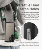 Galaxy S24 Ultra Case | Fusion Bold - Phone case with dual strap holes attached to a green lanyard and accessory.